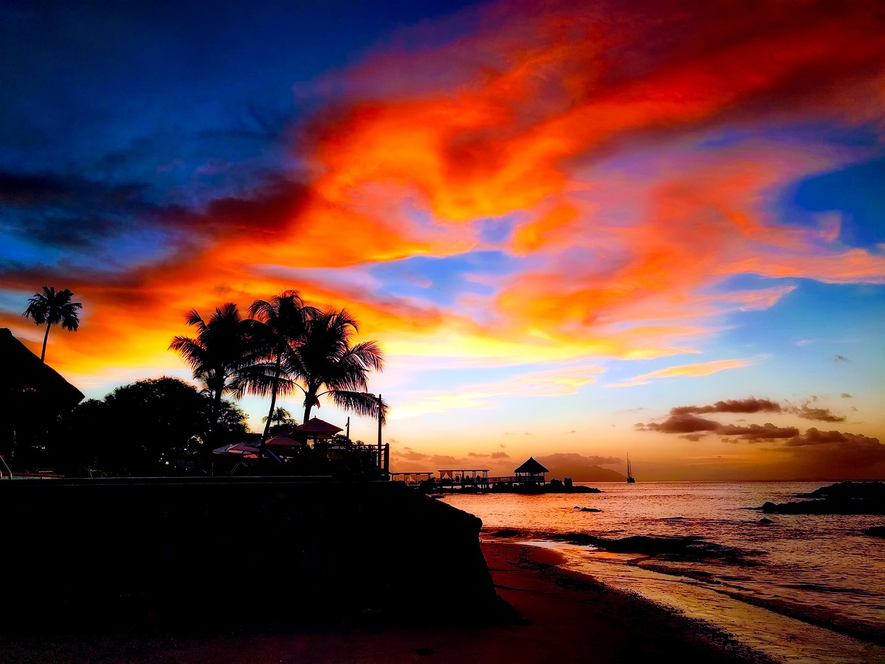 seychelles, island, sunset