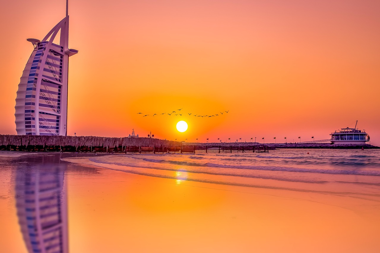 sea, sunset, romantic, nature, dubai